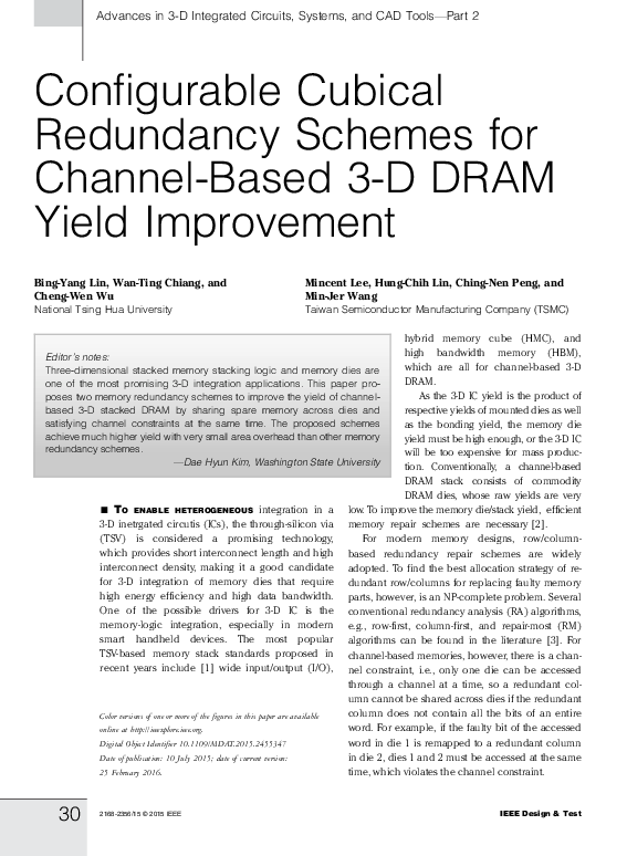 (PDF) Configurable Cubical Redundancy Schemes for Channel-Based 3D DRAM ...