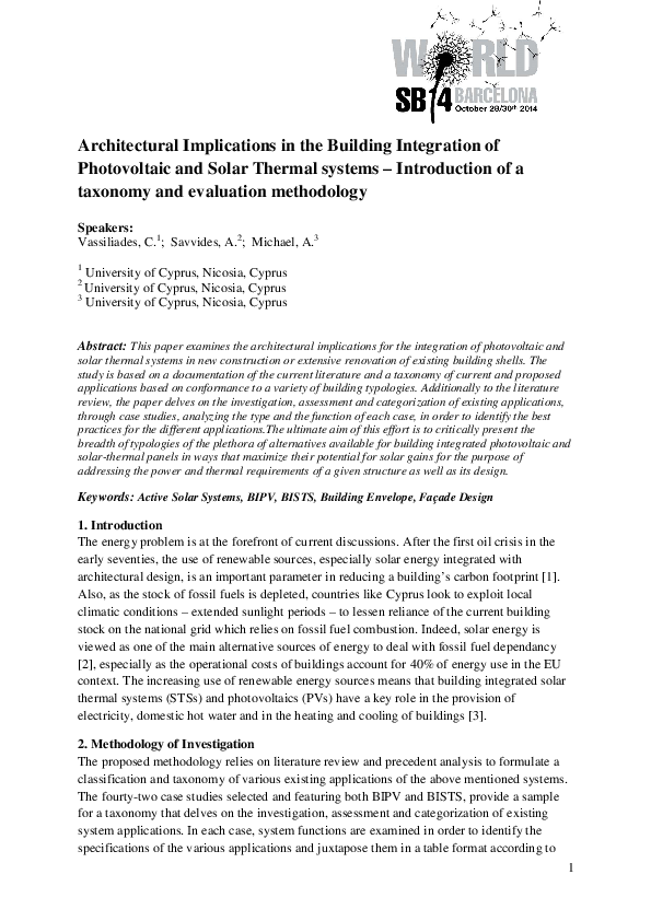 (PDF) Architectural Implications In The Building Integration Of ...