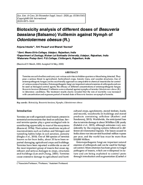 (PDF) Biotoxicity analysis of different doses of Beauveria bassiana ...