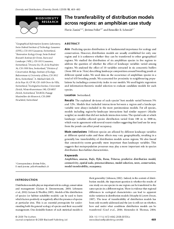 (PDF) The transferability of distribution models across regions: an ...