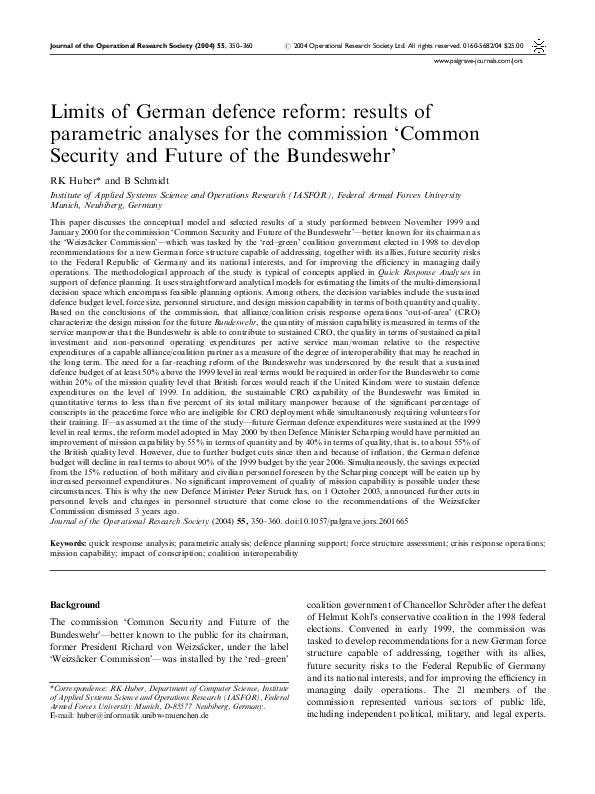 (PDF) Limits of German defence reform: results of parametric analyses ...