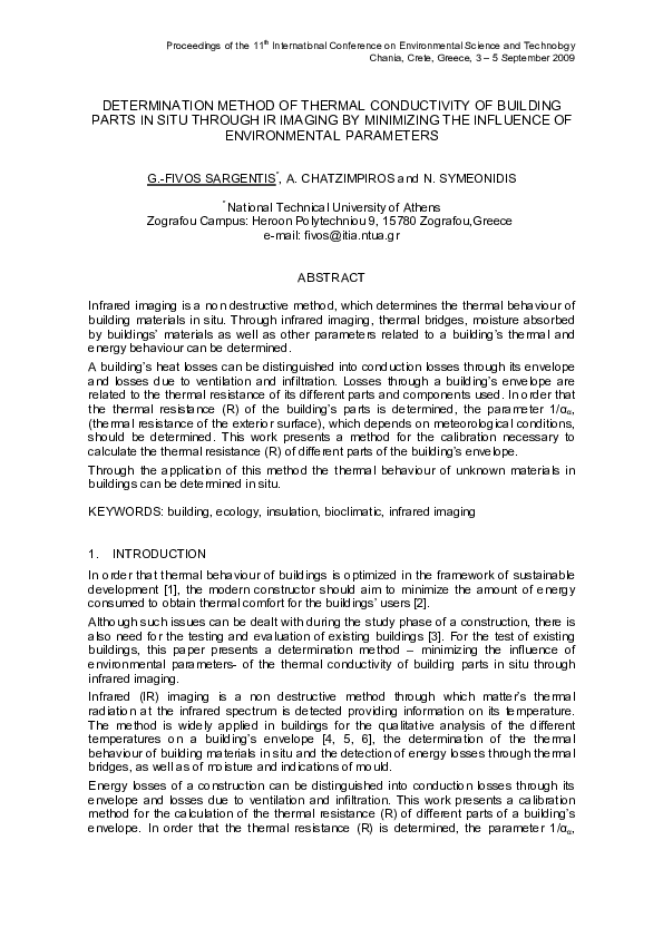 (PDF) Determination method of thermal conductivity of building parts in ...