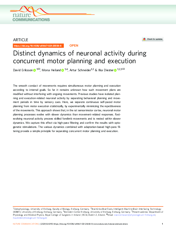 (PDF) Distinct dynamics of neuronal activity during concurrent motor ...