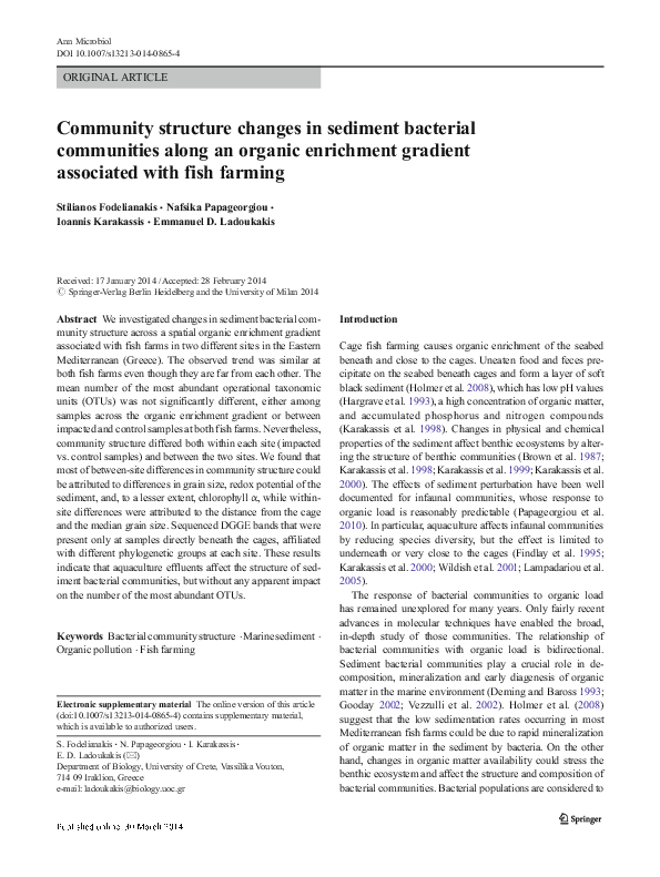 (PDF) Community structure changes in sediment bacterial communities ...