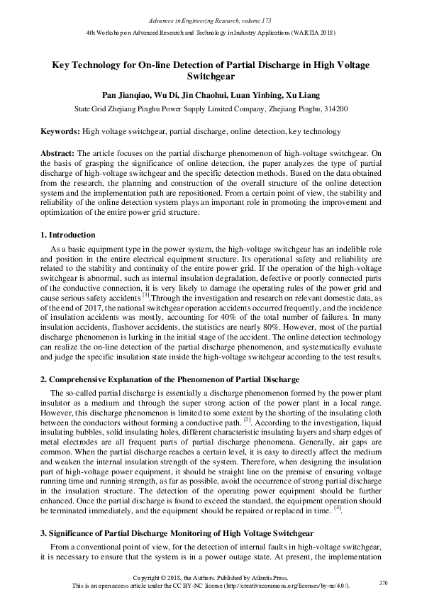 (PDF) Key Technology for On-line Detection of Partial Discharge in High ...