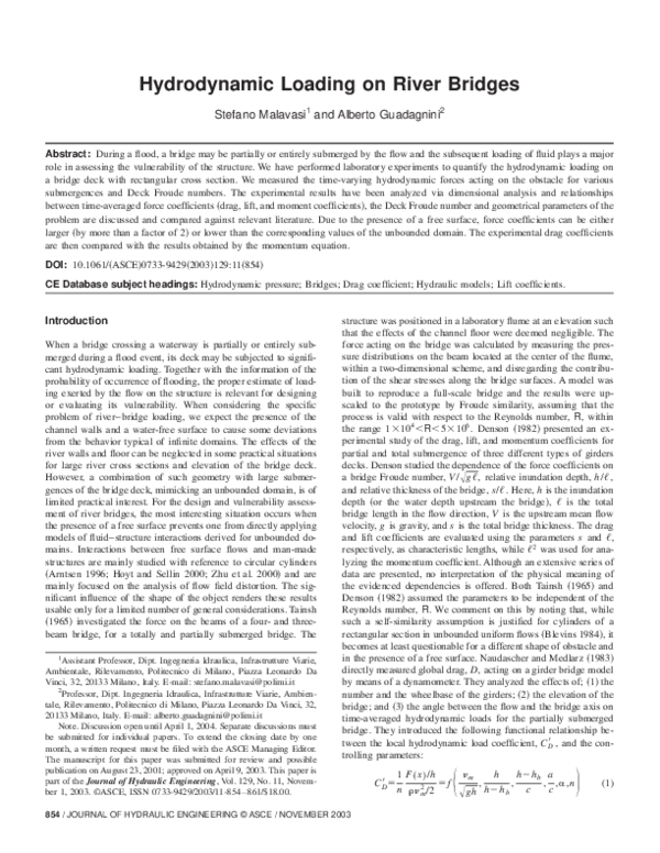 (PDF) Hydrodynamic Loading on River Bridges