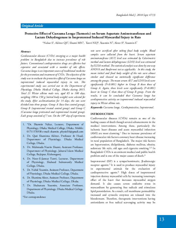 (PDF) Protective Effect of Curcuma Longa (Turmeric) on Serum Aspartate ...