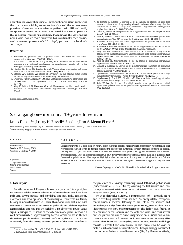 (PDF) Sacral ganglioneuroma in a 19-year-old woman