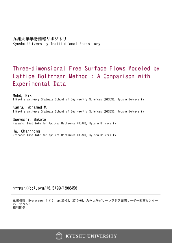 (PDF) Three-dimensional Free Surface Flows Modeled by Lattice Boltzmann ...