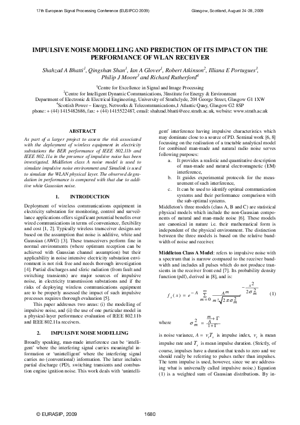 (PDF) Impulsive noise modelling and prediction of its impact on the ...