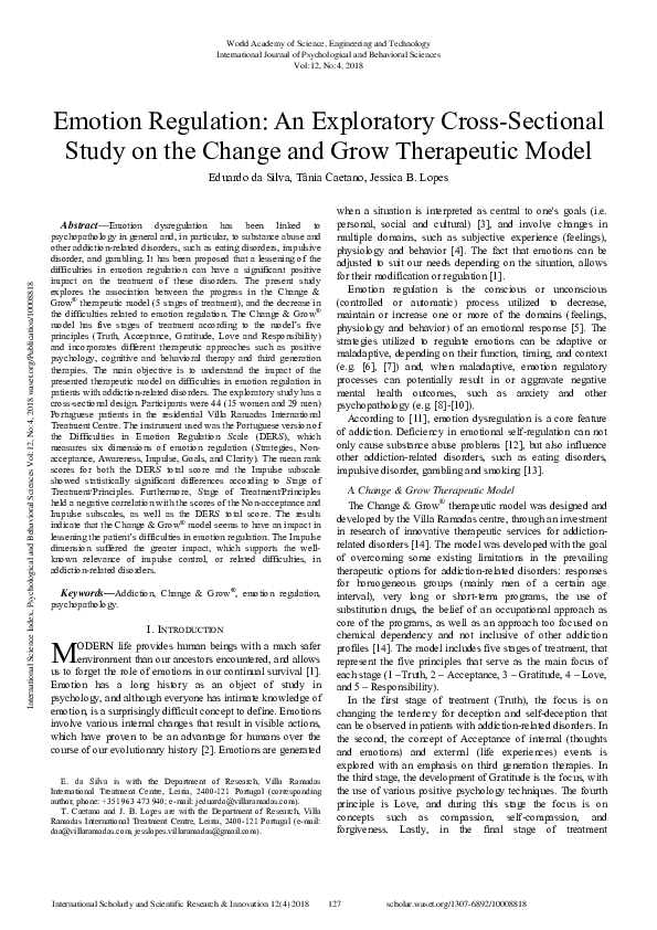 (PDF) Emotion Regulation An Exploratory CrossSectional Study On The