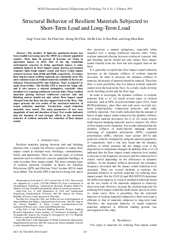(PDF) Structural Behavior of Resilient Materials Subjected to Short ...