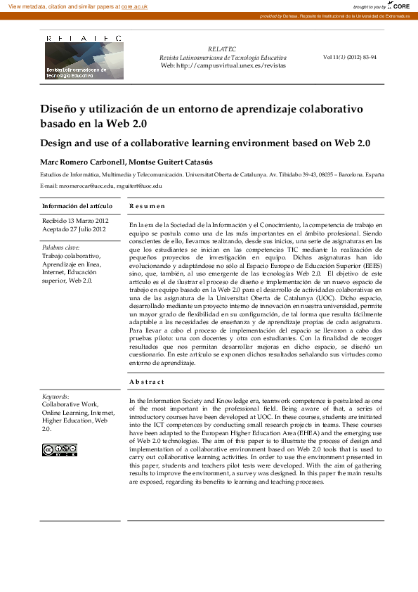 (PDF) Design and use of a collaborative learning environment based on ...
