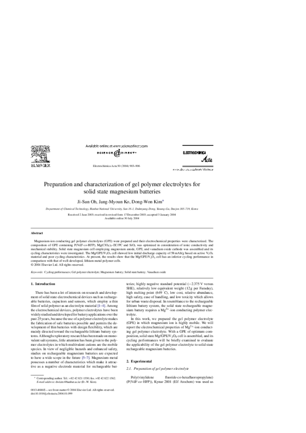 (PDF) Preparation and characterization of gel polymer electrolytes ...