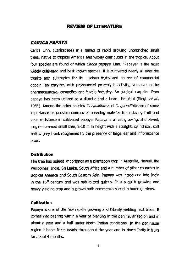 (PDF) Review of Literature Carica Papaya Academia.edu