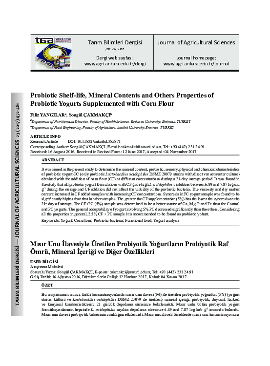 (PDF) Probiotic Shelflife, Mineral Contents and Others Properties of