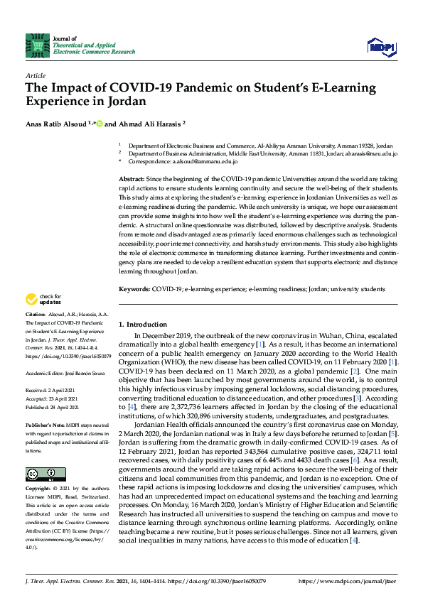 (PDF) The Impact of COVID-19 Pandemic on Student’s E-Learning ...