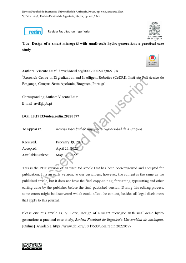 (PDF) Design of a smart microgrid with small-scale hydro generation: a ...