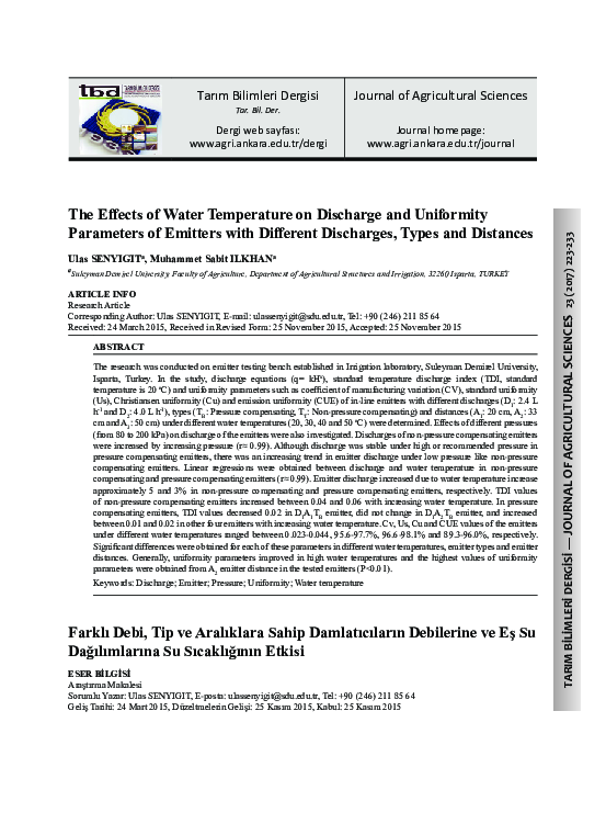 (PDF) The Effects of Water Temperature on Discharge and Uniformity ...