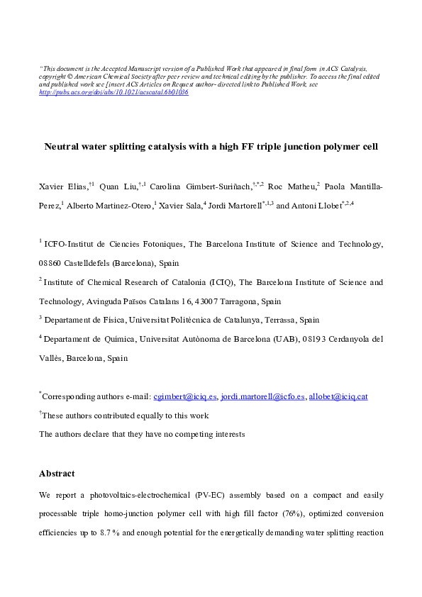 (PDF) High Efficiency Neutral Water Splitting with PV-EC Polymer Cell