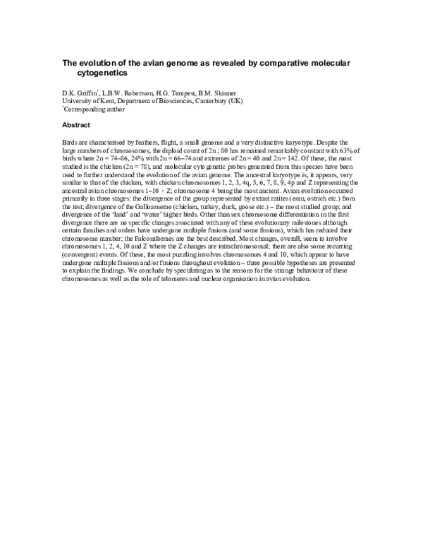 Pdf The Evolution Of The Avian Genome As Revealed By Comparative Pdf The Evolution Of The Avian Genome As Revealed By Comparative