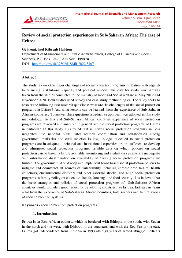 (PDF) Review of social protection experiences in Sub-Saharan Africa ...