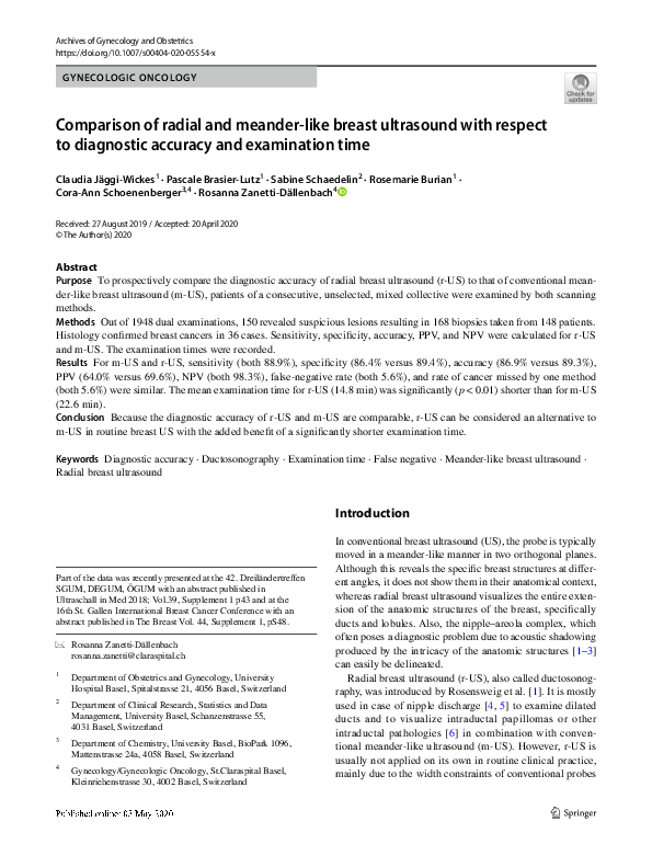(PDF) Comparison of radial and meander-like breast ultrasound with ...