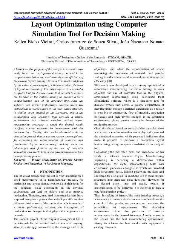 (PDF) Layout Optimization using Computer Simulation Tool for Decision ...