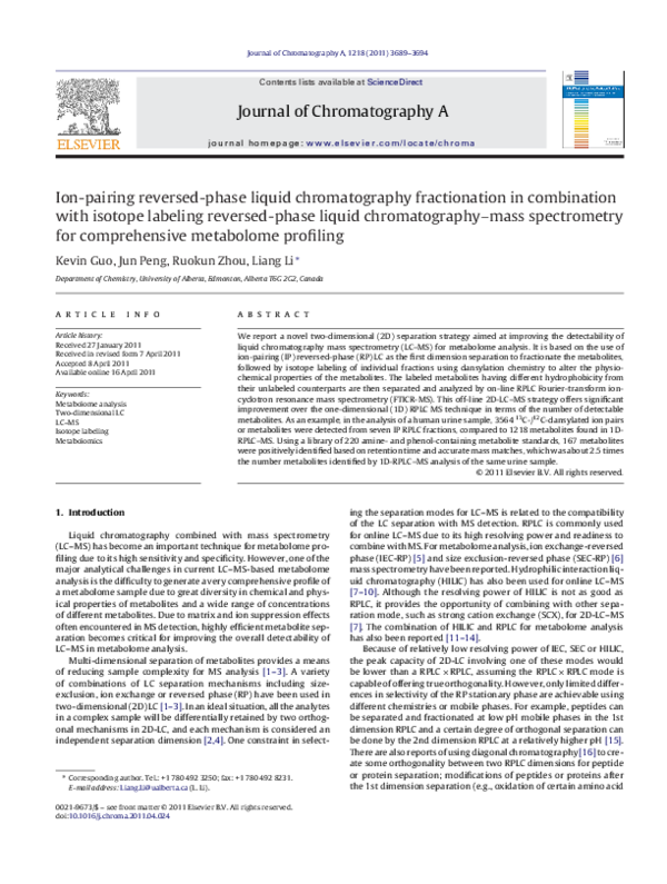 (PDF) Ionpairing reversedphase liquid chromatography fractionation in