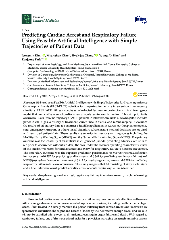 (PDF) Predicting Cardiac Arrest and Respiratory Failure Using Feasible ...