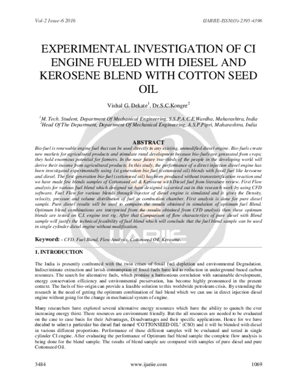 (PDF) Experimental Investigation of CI Engine Fueled with Diesel and ...