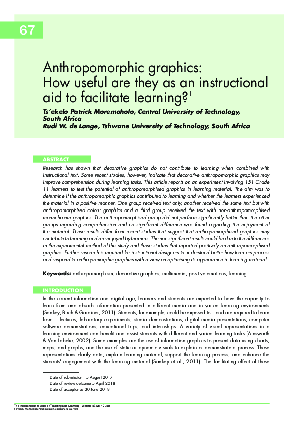 (PDF) Anthropomorphic graphics : How useful are they as an ...