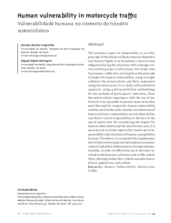 (PDF) Human vulnerability in motorcycle traffic