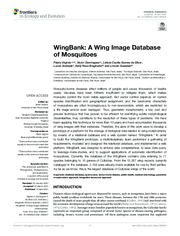 (PDF) WingBank: A Wing Image Database of Mosquitoes