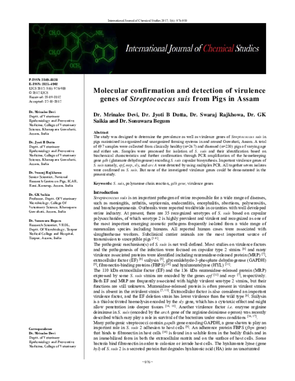 (PDF) Molecular confirmation and detection of virulence genes of ...