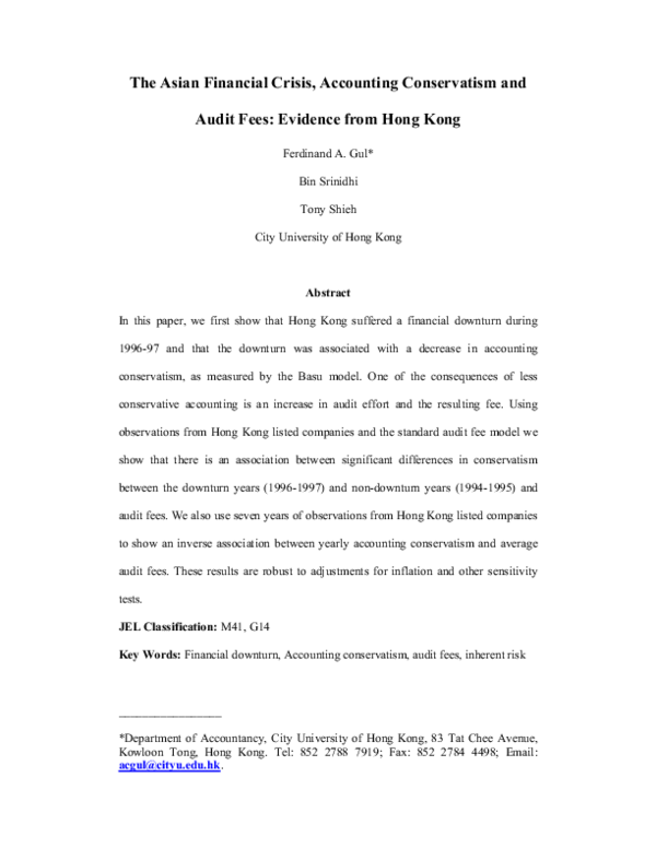 (PDF) The Asian Financial Crisis, Accounting Conservatism and Audit ...