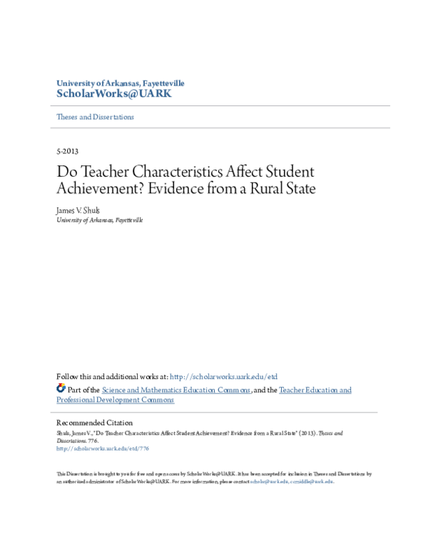 (PDF) Do Teacher Characteristics Affect Student Achievement? Evidence ...