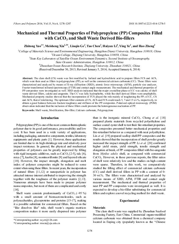 (PDF) Mechanical and thermal properties of polypropylene/sugarcane ...