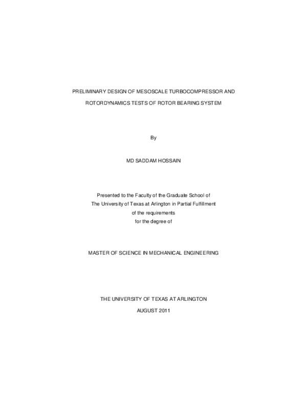 (PDF) Preliminary Design Of Mesoscale Turbocompressor And Rotordynamics ...