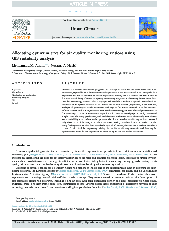 (PDF) Allocating optimum sites for air quality monitoring stations