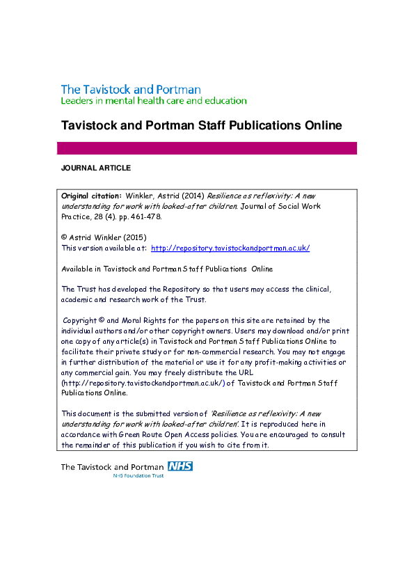 (PDF) Resilience as Reflexivity: A New Understanding for Work with ...