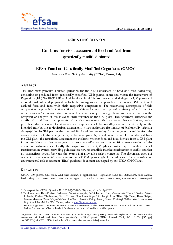 (PDF) Guidance for risk assessment of food and feed from genetically ...