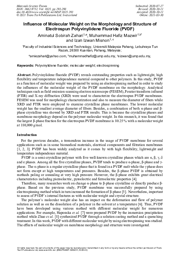 (PDF) Influence of Molecular Weight on the Morphology and Structure of ...