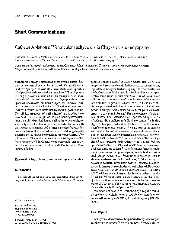 (PDF) Catheter ablation of ventricular tachycardia in chagasic ...