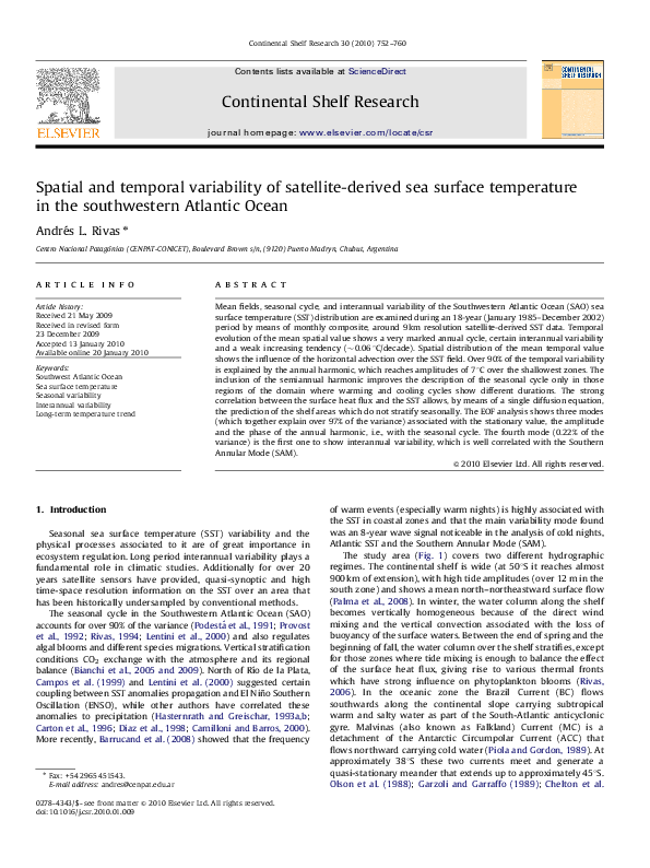 (PDF) Spatial and temporal variability of satellite-derived sea surface ...