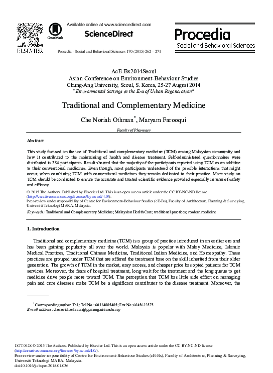 (PDF) Traditional and Complementary Medicine
