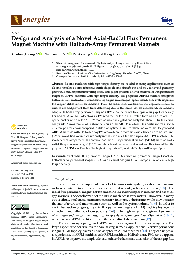 (PDF) Design and Analysis of a Novel Axial-Radial Flux Permanent Magnet ...