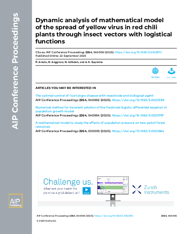 (PDF) Dynamic analysis of mathematical model of the spread of yellow ...