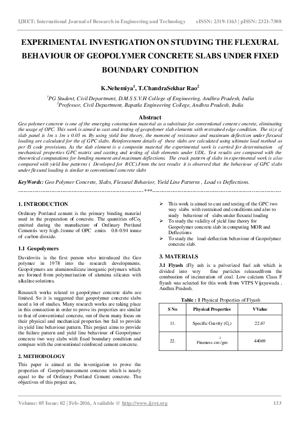 Experimental Investigation on Studying the Flexural Behaviour of ...