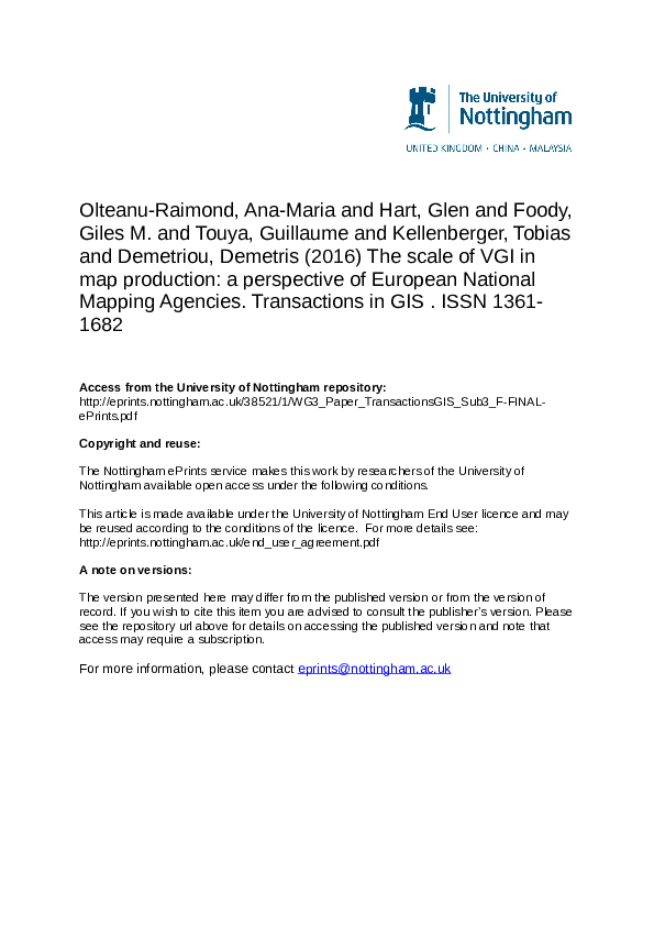 (PDF) The Scale of VGI in Map Production A Perspective on European
